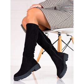 Suede women's boots on the Shelovet platform black 1