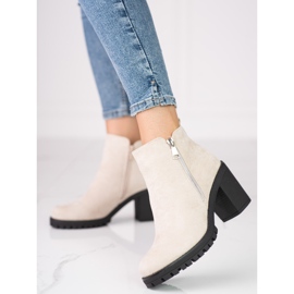 Ladies' beige ankle boots on a black Shelovet post brown 2