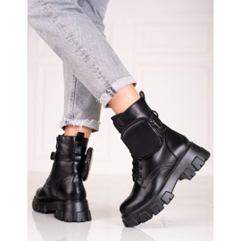 Black women's lace-up workers with a bag 1