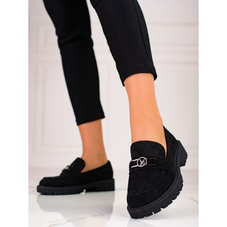 W. Potocki Potocki women's suede loafers black 1