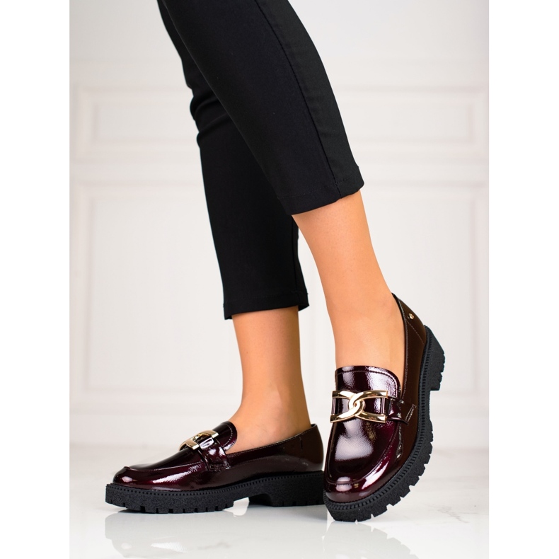 W. Potocki Lacquered women's loafers Potocki burgundy 1