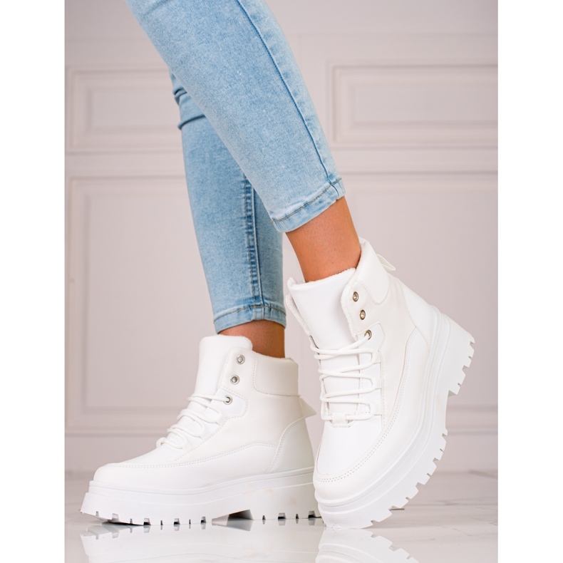 White Shelovet laced boots for women 1