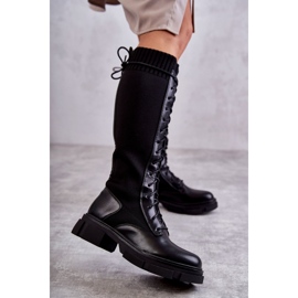 PS1 Women's Boots With Socks On Flat Heels Black Verano 2