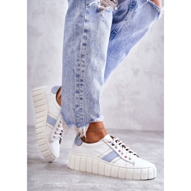 Women's Sport Leather Shoes Tied White and Blue Ariva 1 Women's Sport Leather Shoes Tied White and Blue Ariva 1