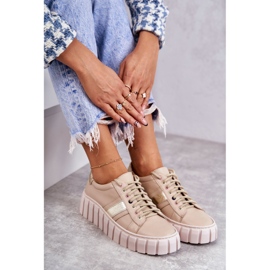 PA2 Women's Sport Leather Shoes Tied Beige-Gold Ariva brown 1 PA2 Women's Sport Leather Shoes Tied Beige-Gold Ariva brown 1