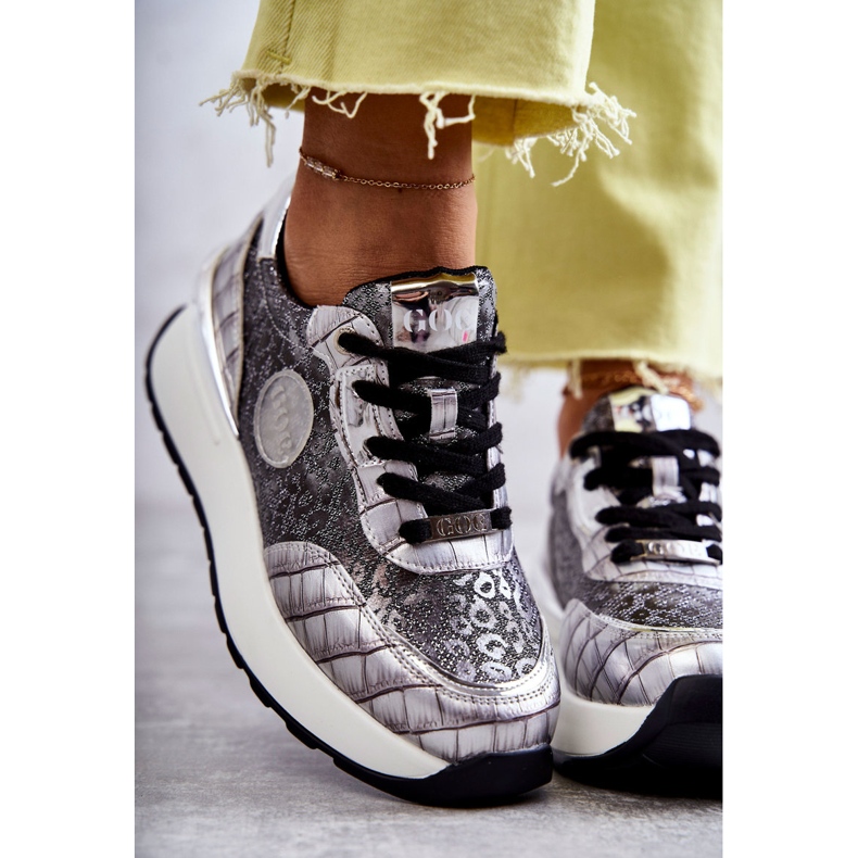 Women's Sport Shoes On Wedge GOE KK2N4083 Silver 2