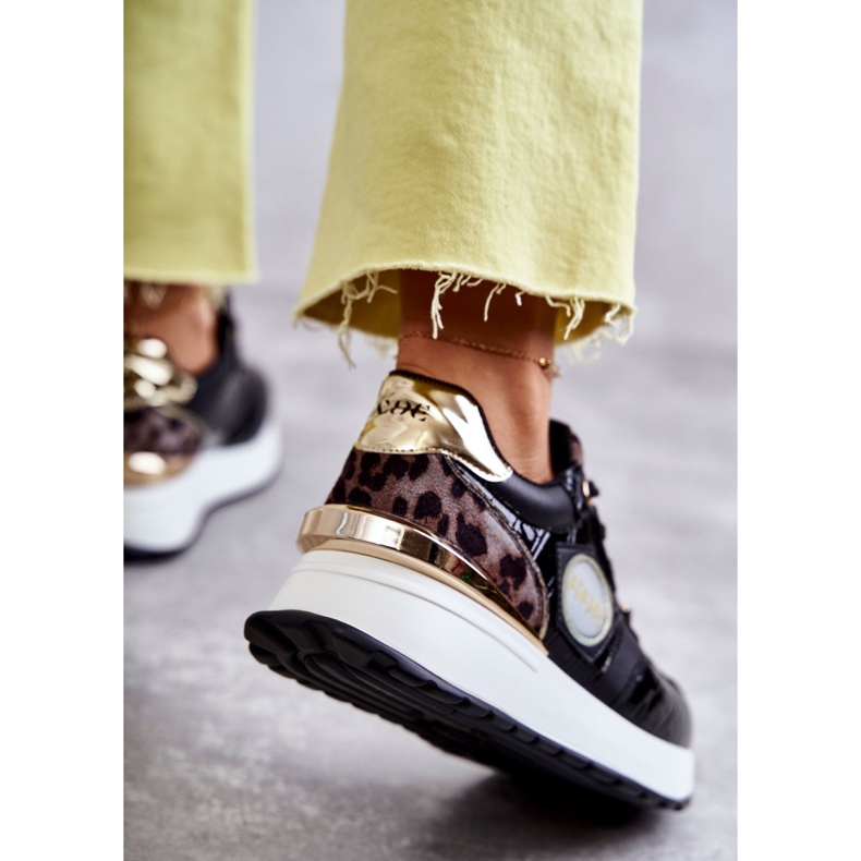 Women's Sport Shoes On Wedge GOE KK2N4085 Black brown golden 2 Women's Sport Shoes On Wedge GOE KK2N4085 Black brown golden 2