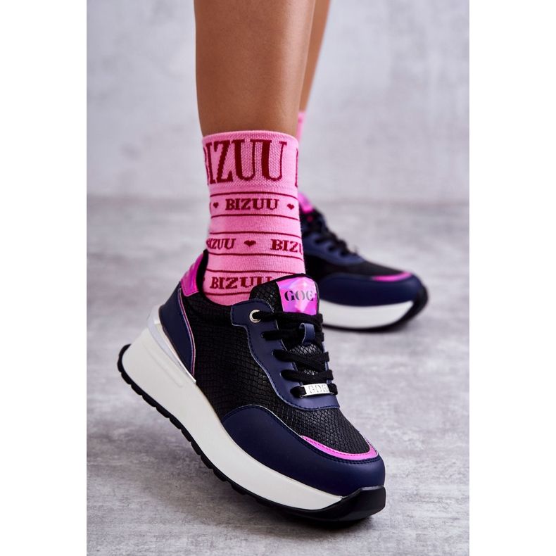 Women's Sport Shoes On Wedge GOE KK2N4081 Black-Navy Blue 1