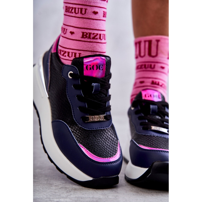 Women's Sport Shoes On Wedge GOE KK2N4081 Black-Navy Blue 2