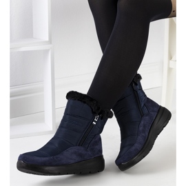 Azmarin navy blue quilted snow boots 1