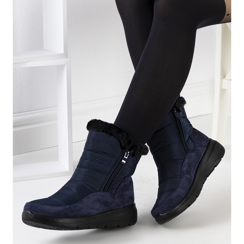 Azmarin navy blue quilted snow boots 1