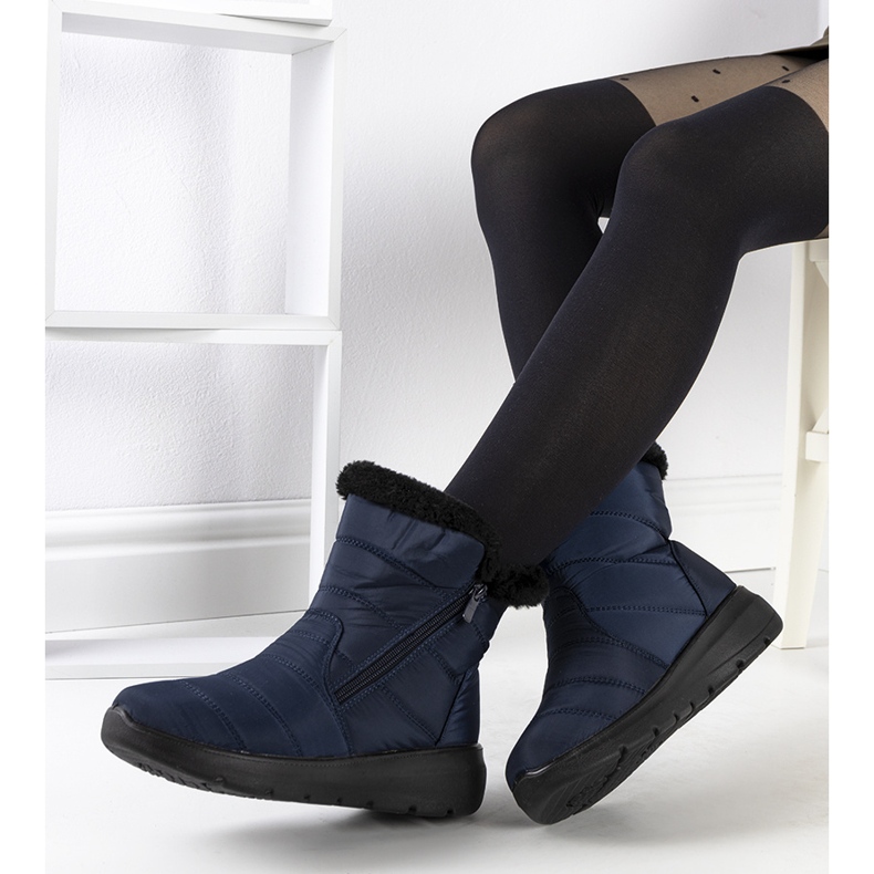 Navy blue quilted boots from Blibrey 1