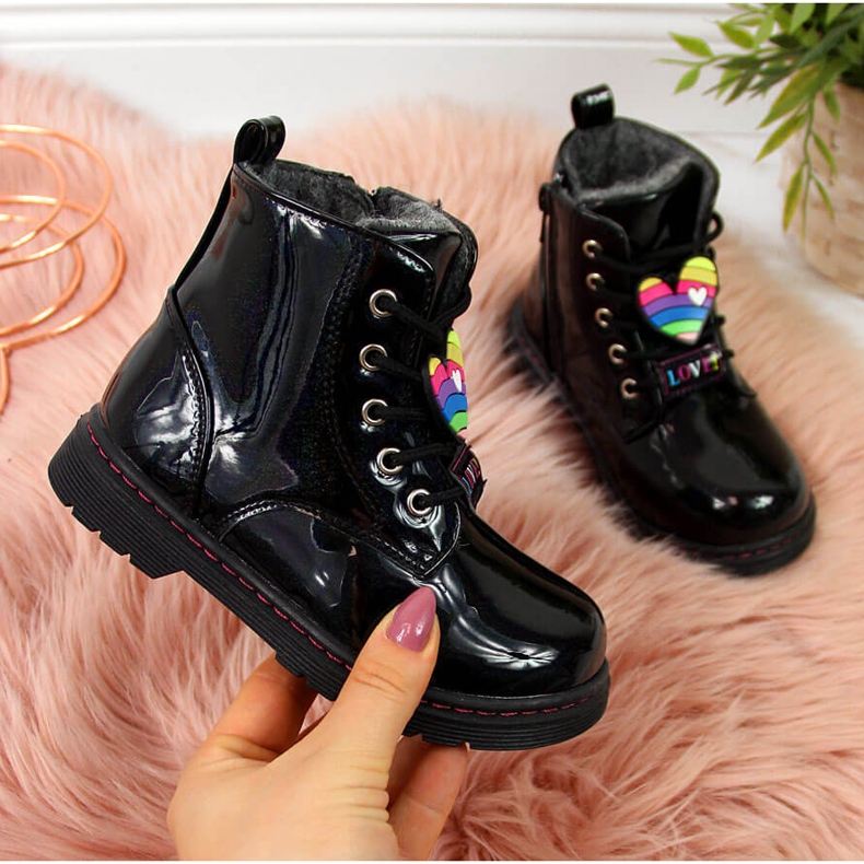 Black Miss❤E boots for girls insulated with sheep wool 2