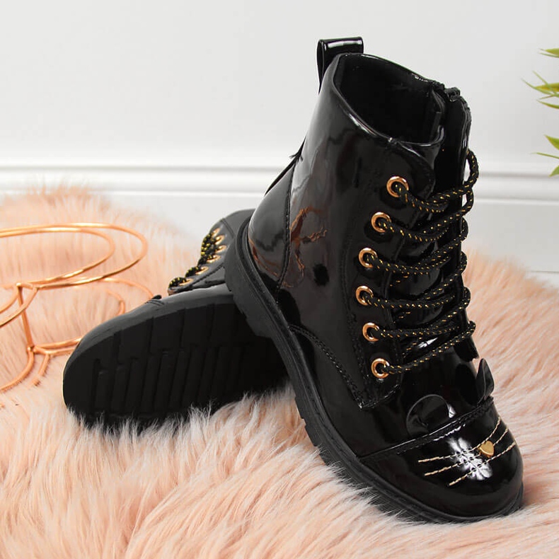 Black Miss❤E insulated boots with ears for girls 1