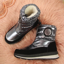 BM Snow boots for girls waterproof silver Miss black 2