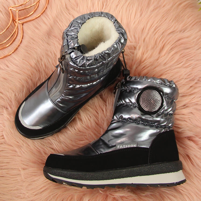 BM Snow boots for girls waterproof silver Miss black 2