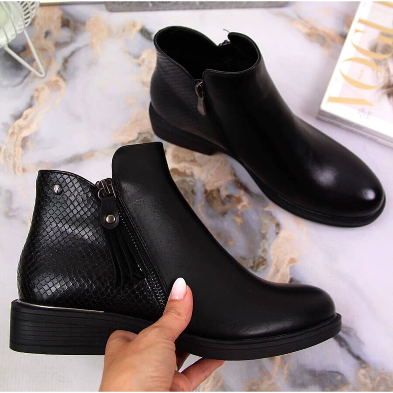 Women's boots Jodhpur boots black snake skin Vinceza 1 Women's boots Jodhpur boots black snake skin Vinceza 1