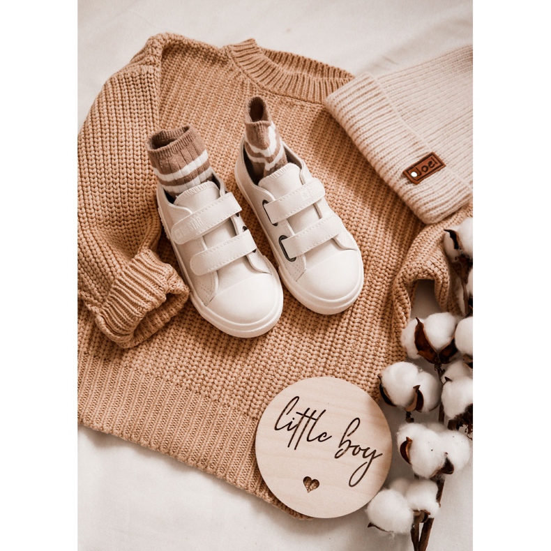 Children's Leather Sneakers With Velcro Big Star KK374093 White 1 Children's Leather Sneakers With Velcro Big Star KK374093 White 1
