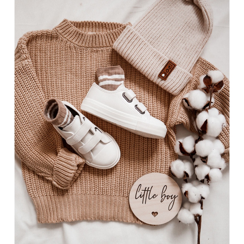 Children's Leather Sneakers With Velcro Big Star KK374093 White 2