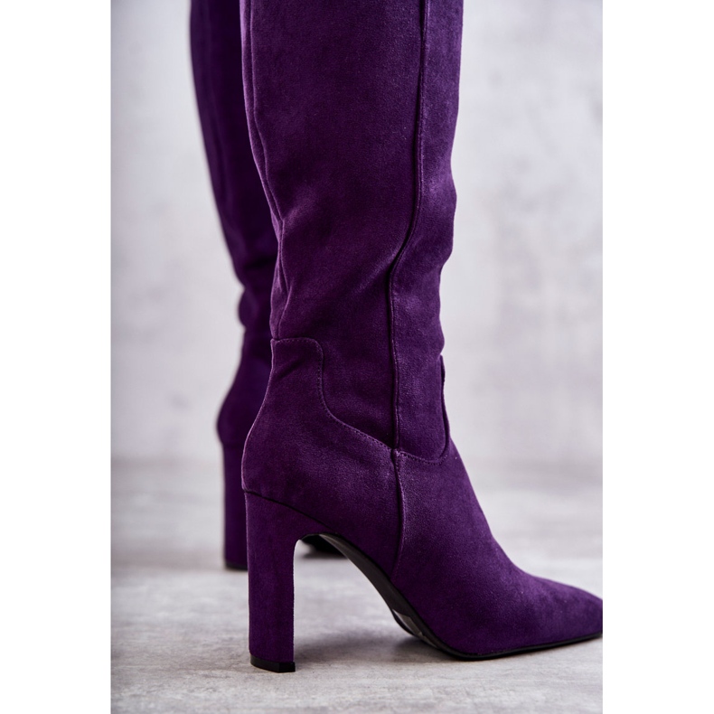 FG2 Women's Boots On Heel To The Knee Violet Truly Love 2