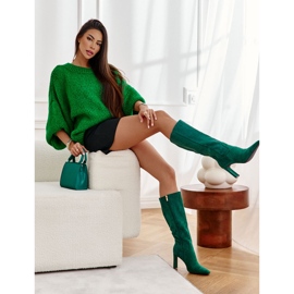 FG2 Women's Boots On A Heel To The Knee Green Truly Love 1