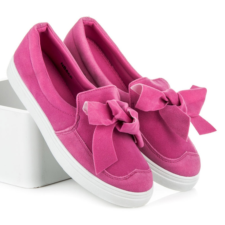 Seastar Suede sneakers with a bow pink 1