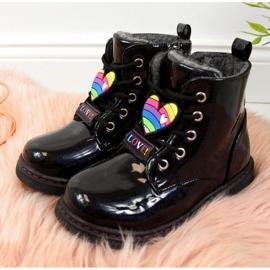Black boots girls insulated Jr EVE318A white 2