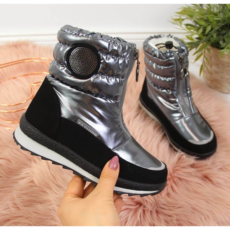 Miss Waterproof snow boots Jr EVE323B silver black 1 Miss Waterproof snow boots Jr EVE323B silver black 1