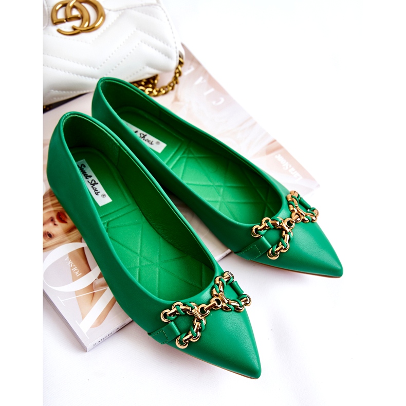 WS1 Women's Ballerinas In Spitz With Green Carlos Decoration 2