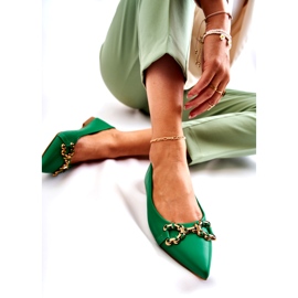 WS1 Women's Ballerinas In Spitz With Green Carlos Decoration 3