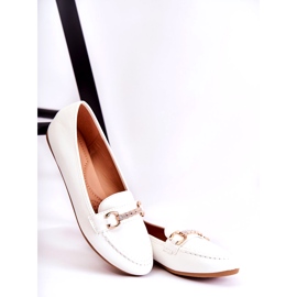 Women's Leather Moccasins With Decoration, White 4