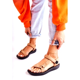 PM1 Women's Suede Sports Sandals Dark Beige Harris 2