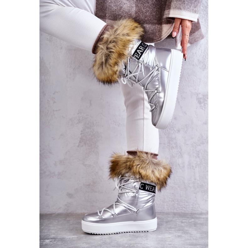 Women's Lace-up Snow Boots in Silver Santero 2