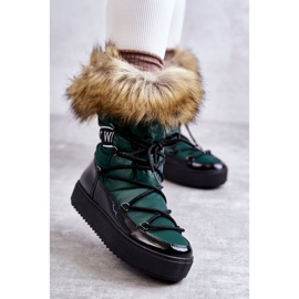 FM1 Women's Lace-up Snow Boots Green Santero 1 FM1 Women's Lace-up Snow Boots Green Santero 1