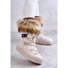 FM1 Women's Lace-up Snow Boots Beige Santero 1