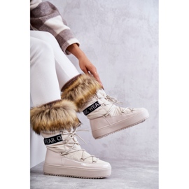 FM1 Women's Lace-up Snow Boots Beige Santero 8