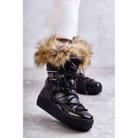 Women's Lace-up Snow Boots Black Santero 1