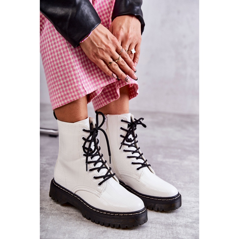 Women's White Warm Snakeskin Boots Salma 2