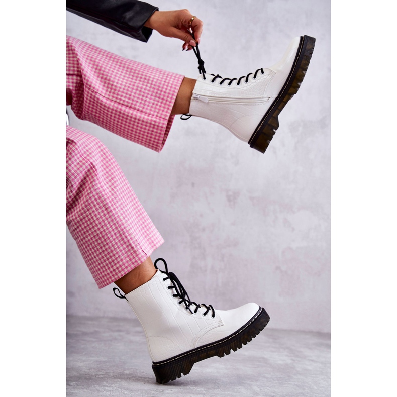 Women's White Warm Snakeskin Boots Salma 1