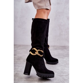 Black Jackson Suede Boots With Detachable Chain 2