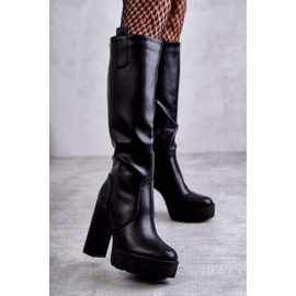 WS1 Fashionable Eco-leather Boots On The Black Isabell Platform 1
