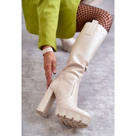 WS1 Fashionable Eco-leather Boots On Beige Isabell Platform 2