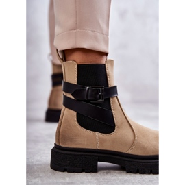 FE1 Women's Warm Boots Jodhpur boots With a belt Beige Jose 2