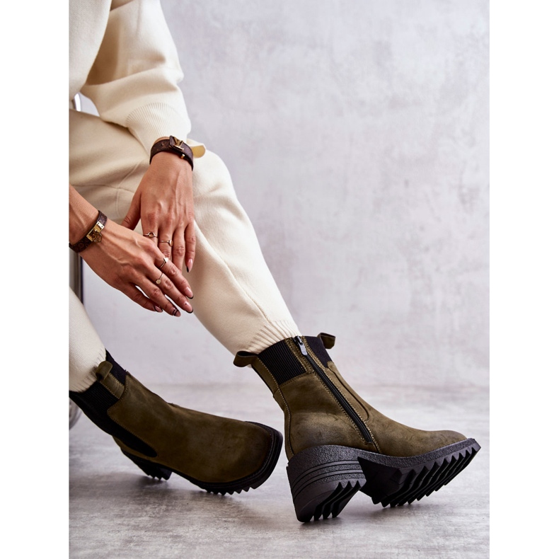 Women's Green Warm Boots On High Heel Abella 2