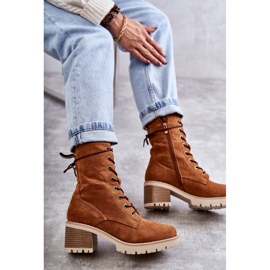 Women's Warm Boots On High Heel Camel Julieta brown 2