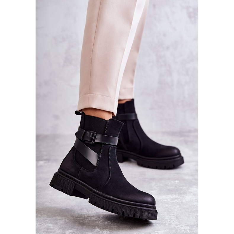FE1 Women's Warm Boots Jodhpur boots With Belt Black Jose 1 FE1 Women's Warm Boots Jodhpur boots With Belt Black Jose 1