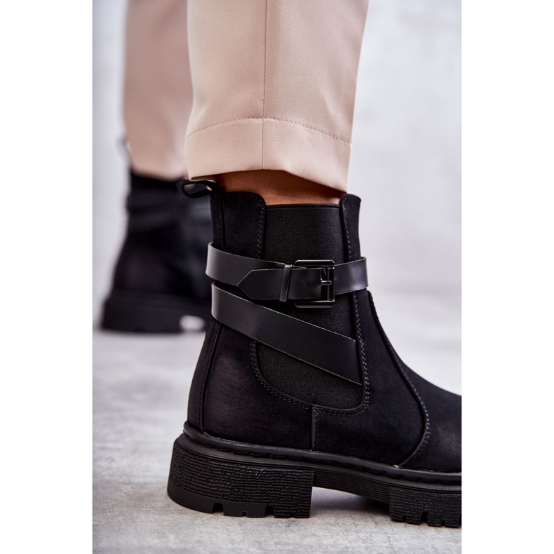 FE1 Women's Warm Boots Jodhpur boots With Belt Black Jose 2 FE1 Women's Warm Boots Jodhpur boots With Belt Black Jose 2