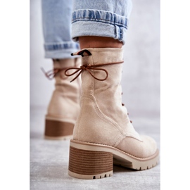FE1 Women's Warm Boots On High Heels Beige Julieta 2