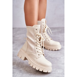 FS1 Women's Workers Boots With Socks Beige Abigail 1