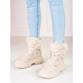 Beige women's snow boots with Shelovet fur 1 Beige women's snow boots with Shelovet fur 1